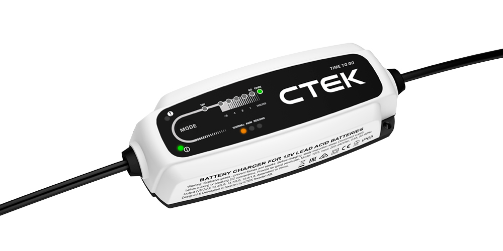  CTEK CT5 Time To Go, 12V Chargeur/ Mainteneur De Charge De  Batterie, Compte à Rebours, Indicateur De Démarrage, Compensation De  Température Intégrée, Mode De Reconditionnement, Option AGM